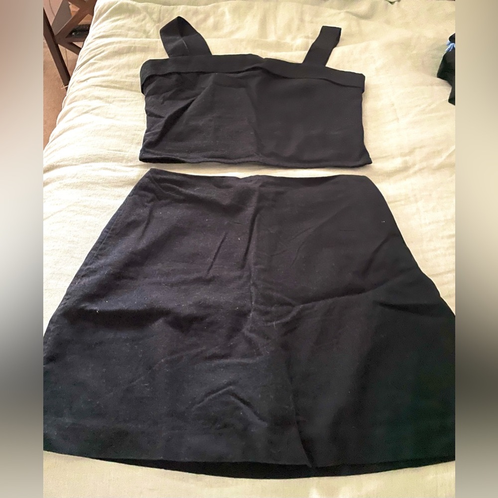 NWT Abercrombie Black Linen Tank+Skort Set